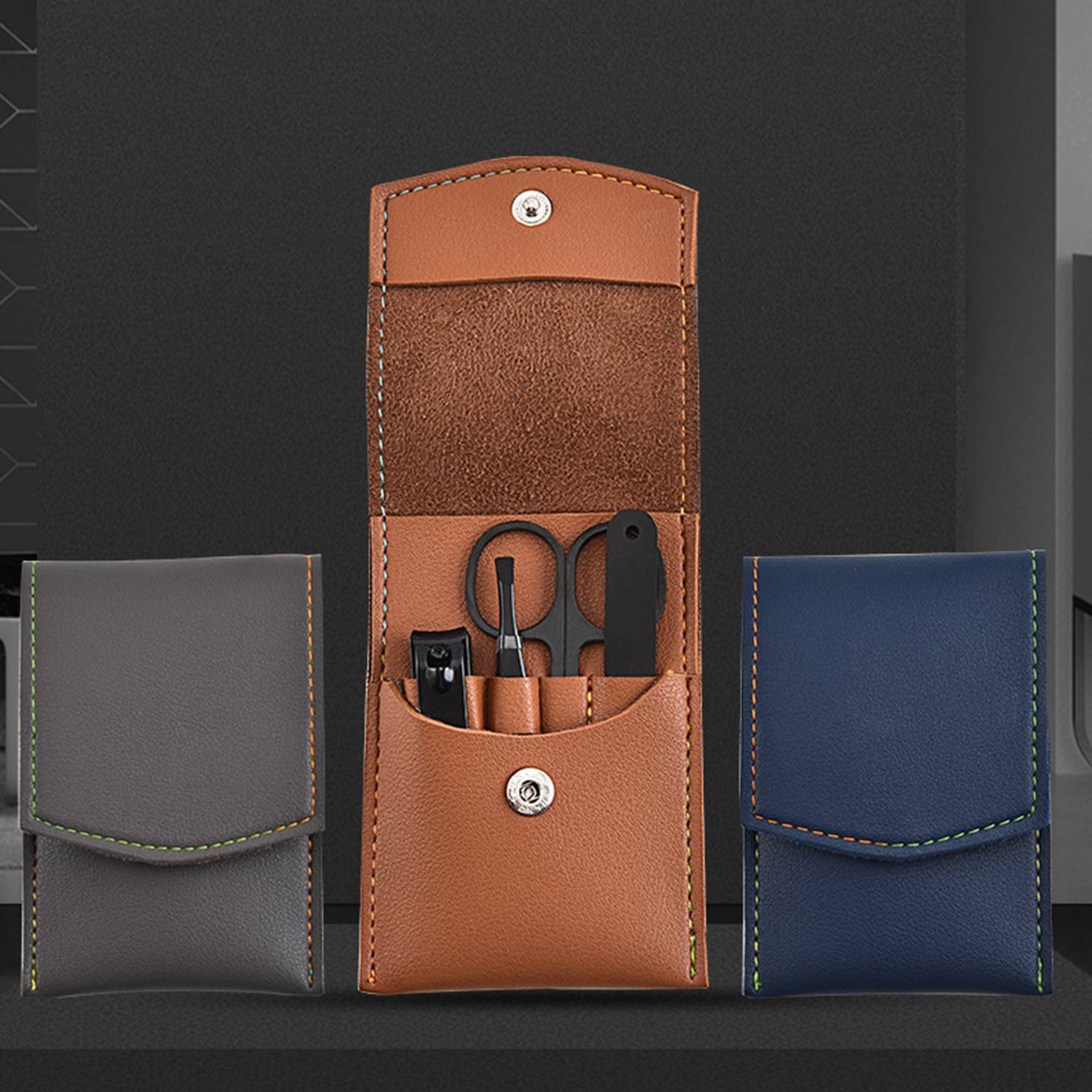 4Pcs Manicure Set w/ PU Leather Bag 4