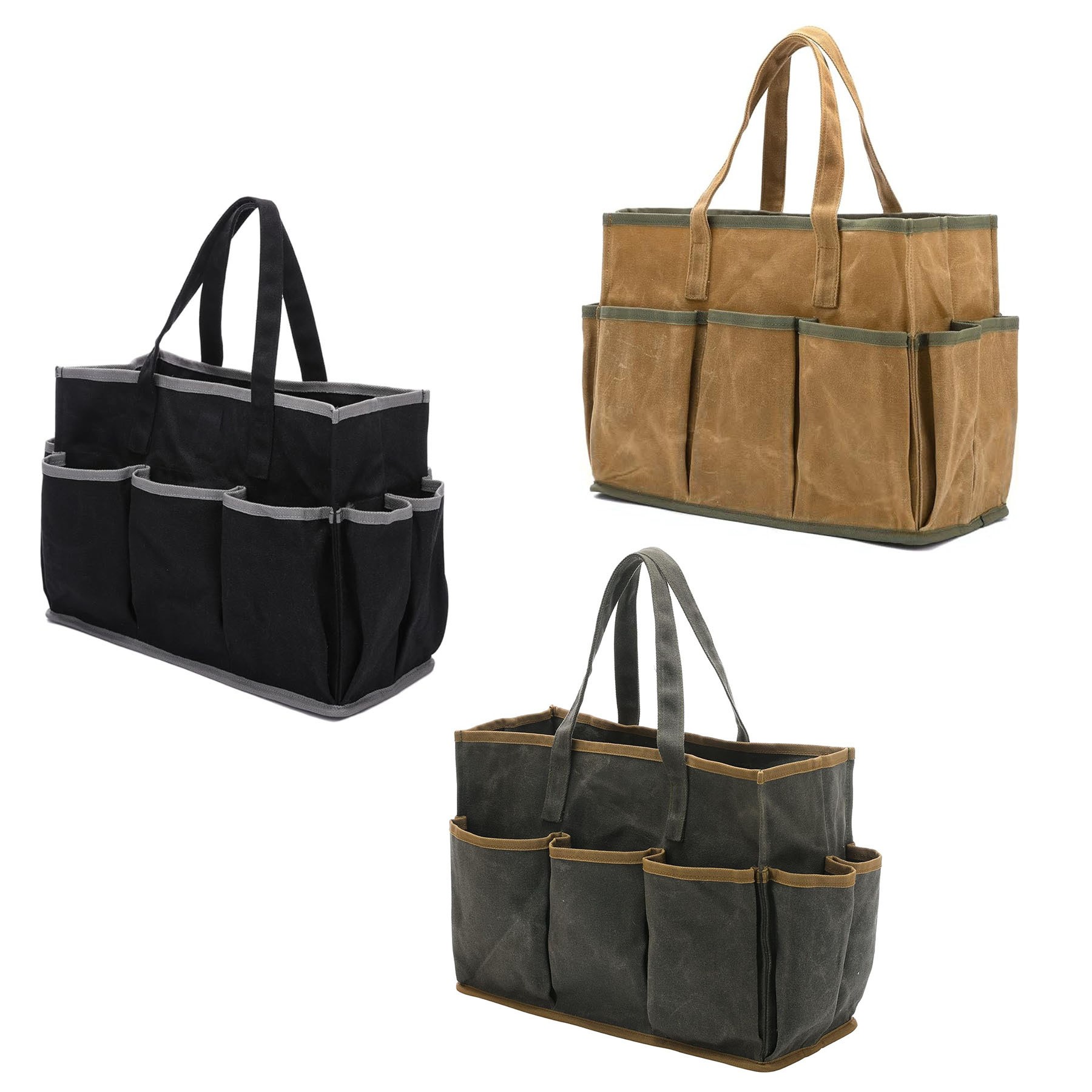 11 Pockets Waxed Canvas Tool Storage Bag