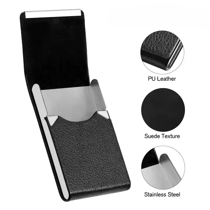 Leather Business Card Holder with Magnetic Closure 6