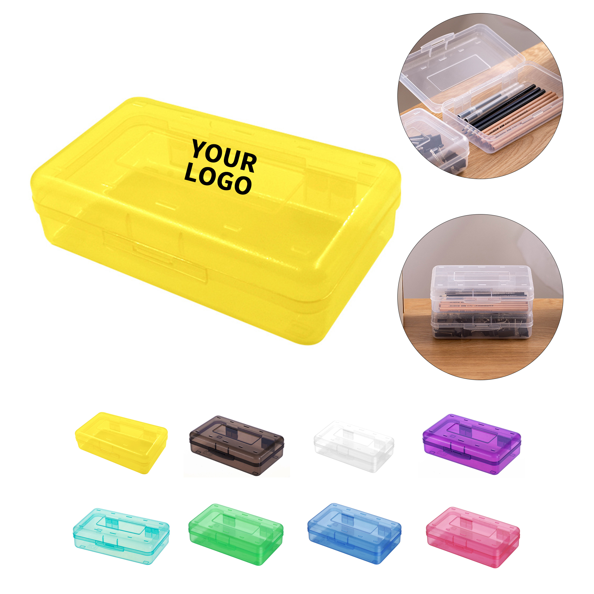 Utility Large Capacity Clear Polypropylene Pencil Box Case 10