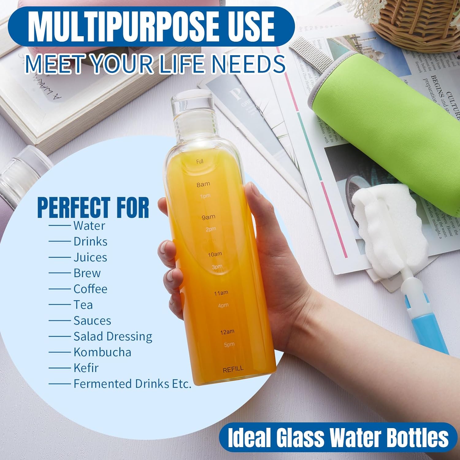 18Oz Reusable Times Glass Juice Bottle 2
