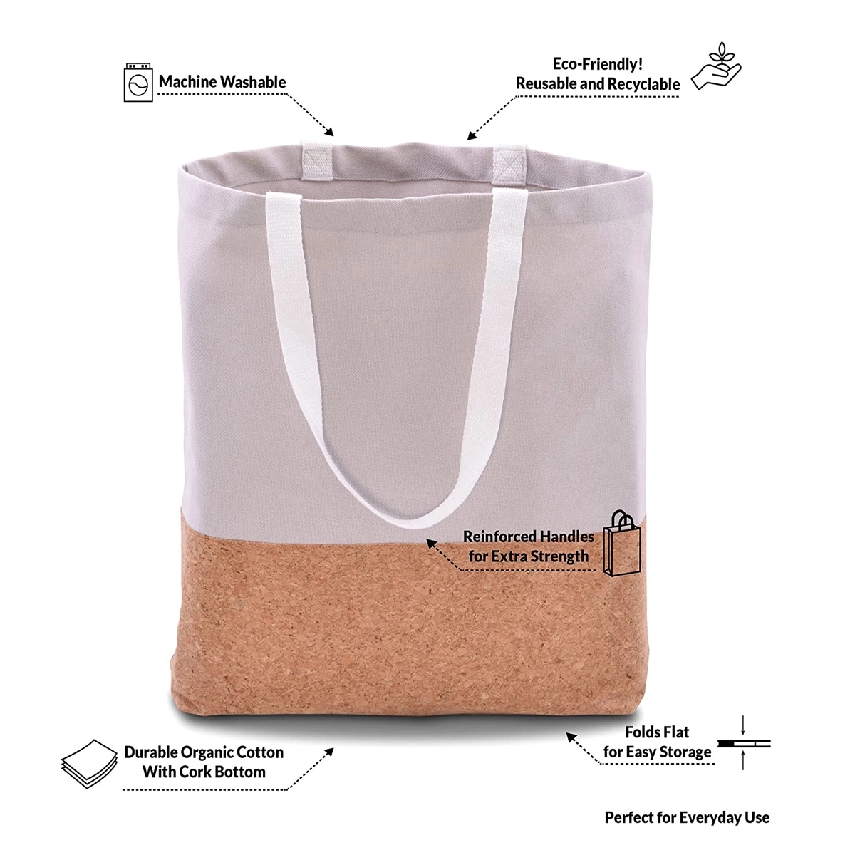 Cork Bottom Farmers Market Bag, custom tote bag with logo imprint 3