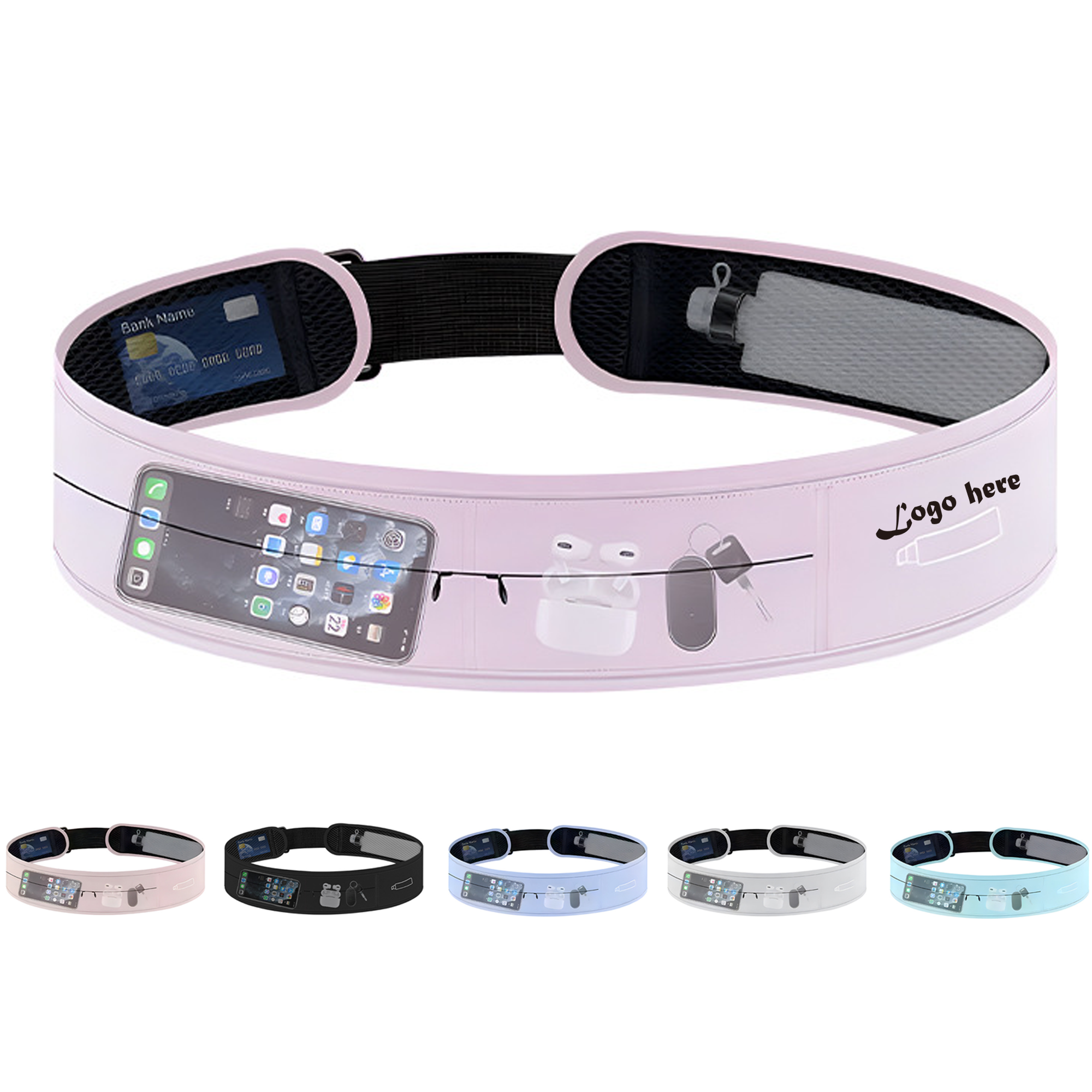 Sports Waist Bag with Adjustable Strap and Pockets 2