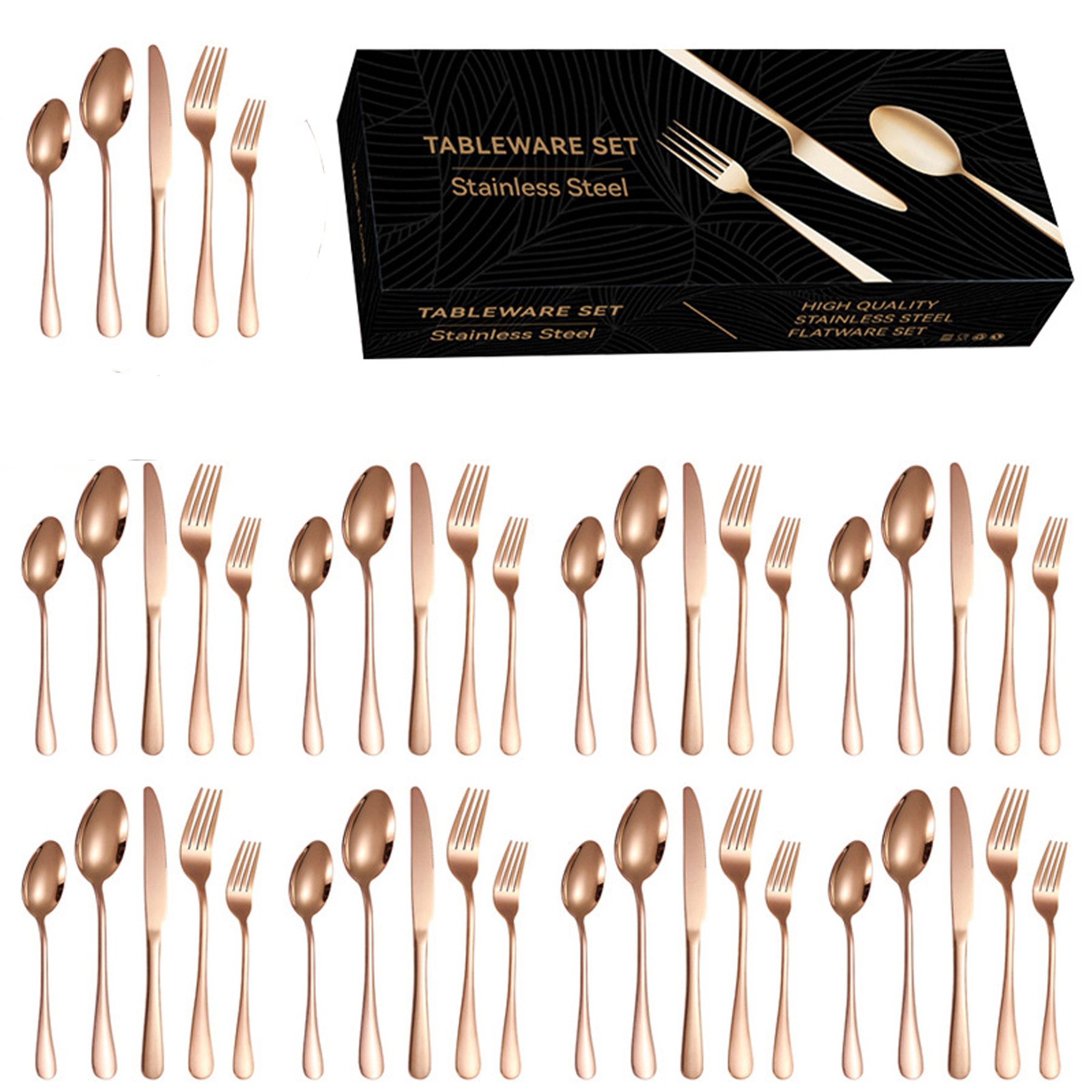 40 Piece Silverware Set, Food Grade Stainless Steel Tableware Set 3