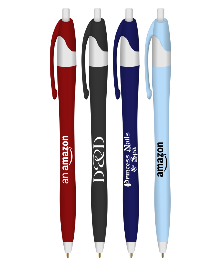 "Elegant" Colored Click Pen - Colored Barrel w/ White Trim 4