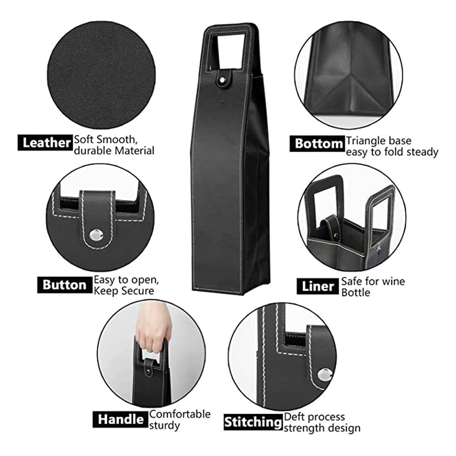 PU Leather Wine Carrier Tote Bag, custom tote bag with logo imprint 2