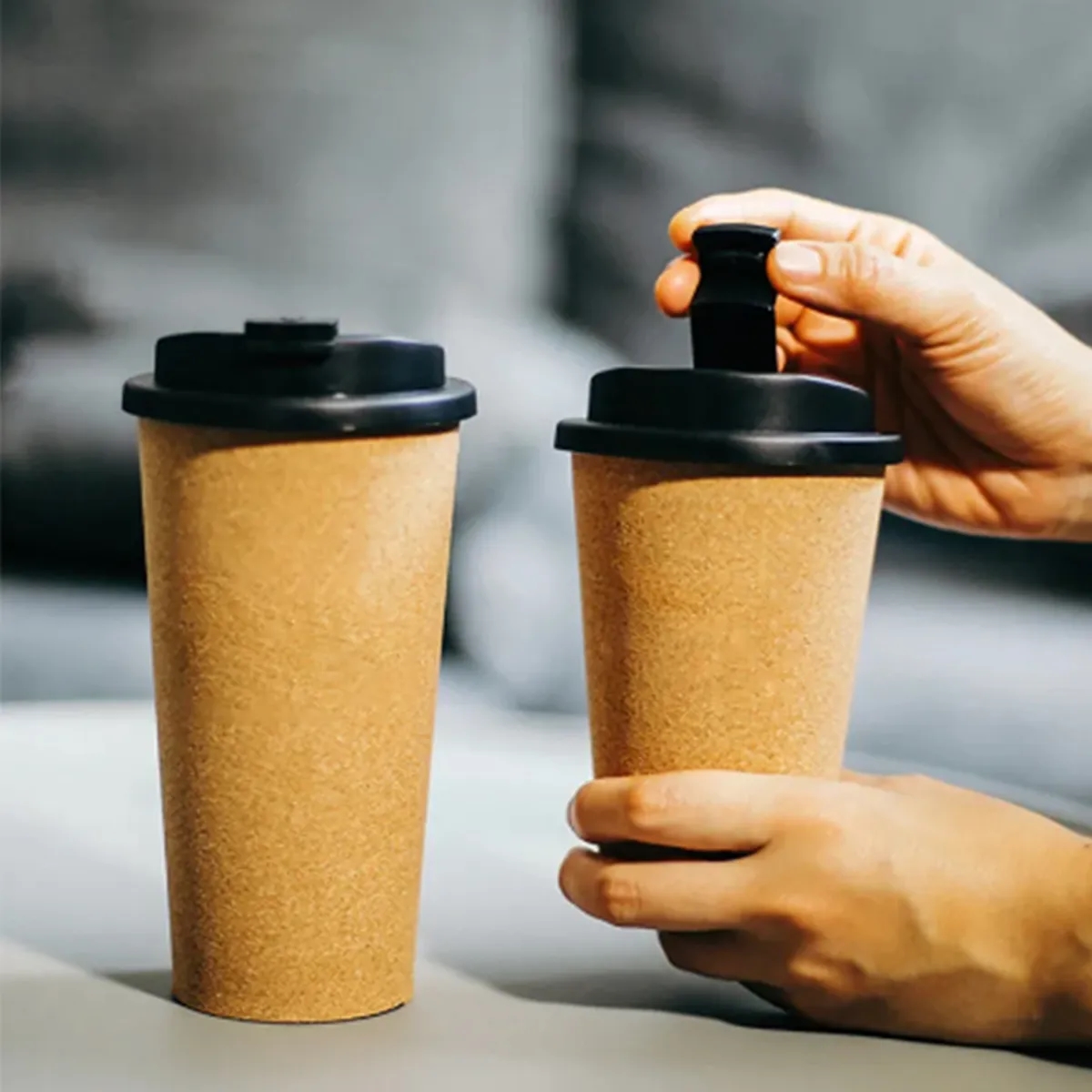 Custom Cork Take-Out Size Coffee Mug With Lid 12Oz 16Oz 4