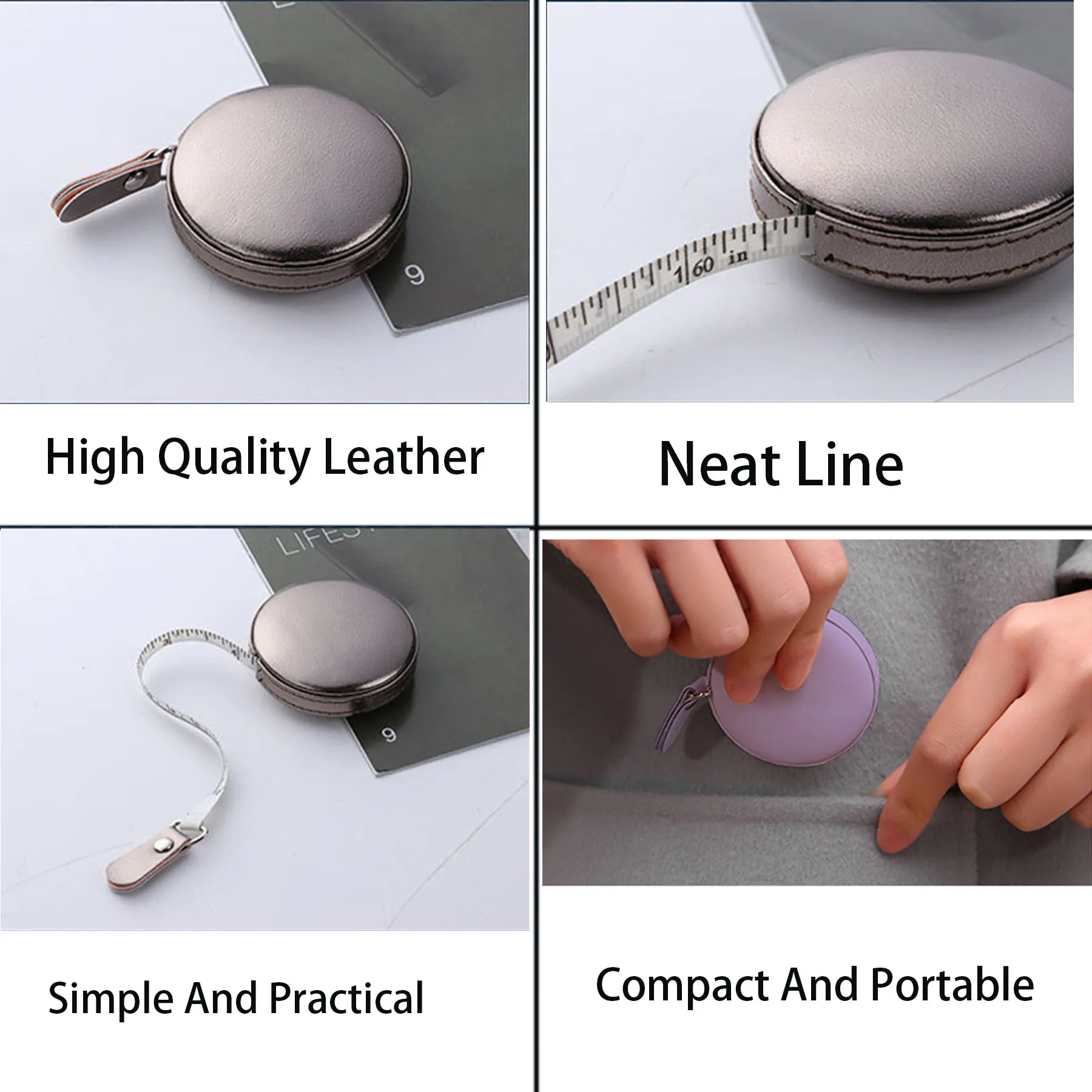 Mini PU Leather Round Sewing Tape Measure 3