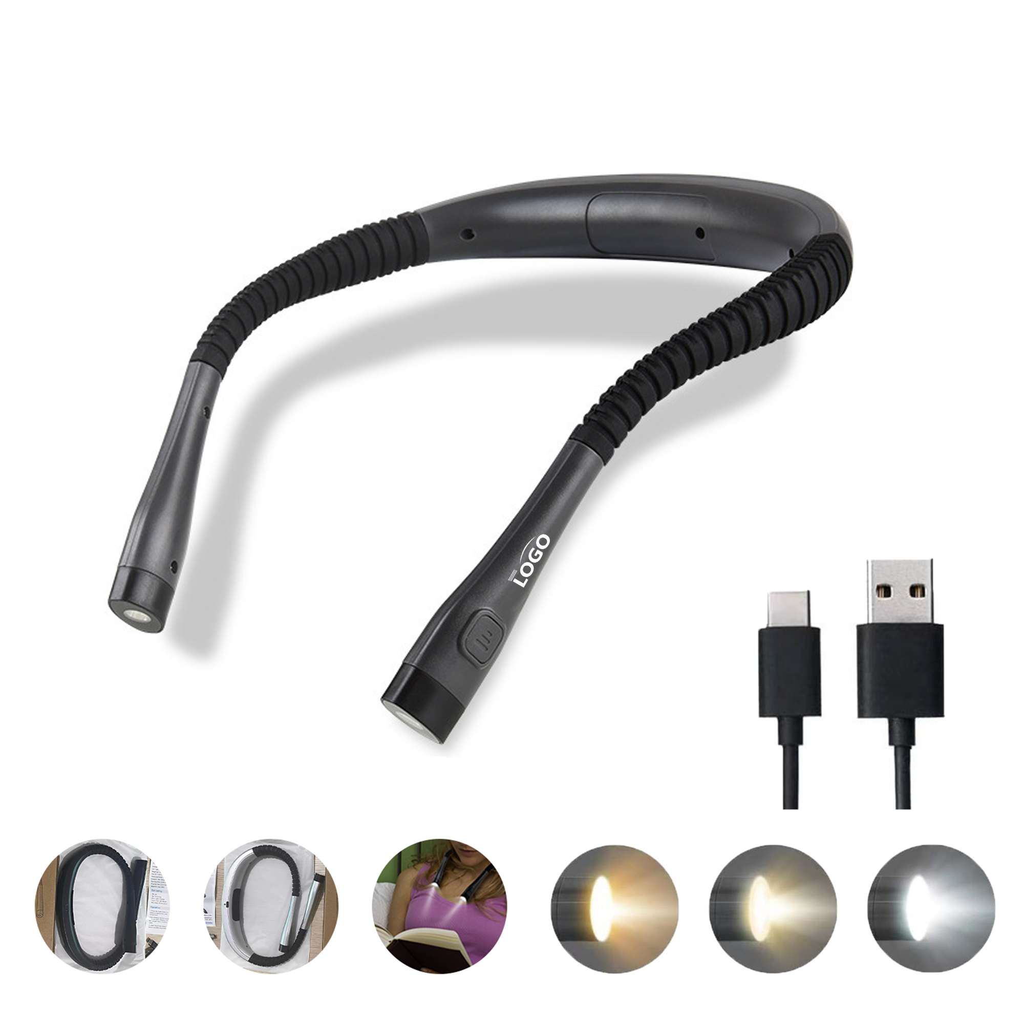 Rechargeable Neck Reading Light - 3 Color Modes, Hands-Free 1