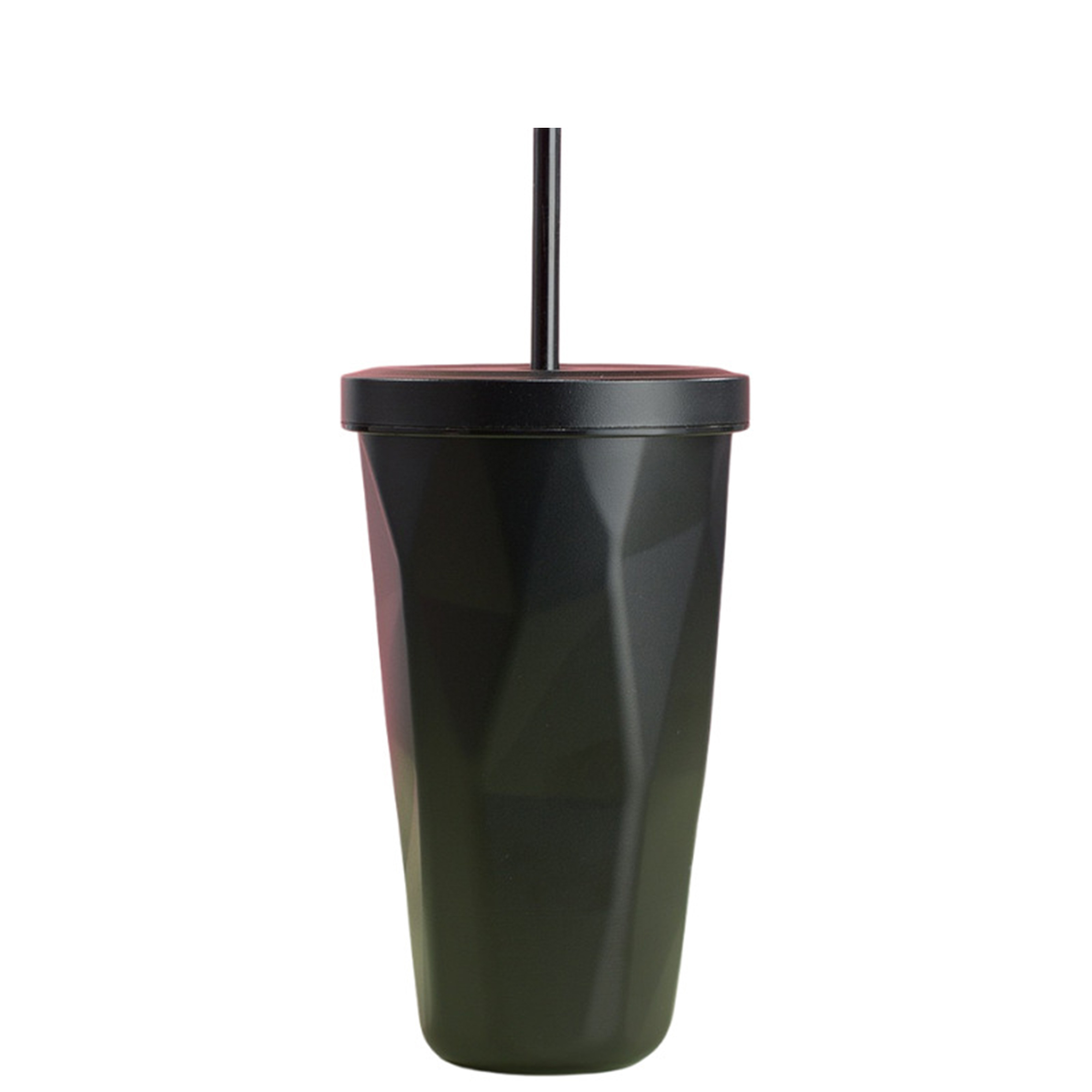 16 Ounce Diamond Shape Travel Tumbler With Straw 2.75" x 7.1" 8