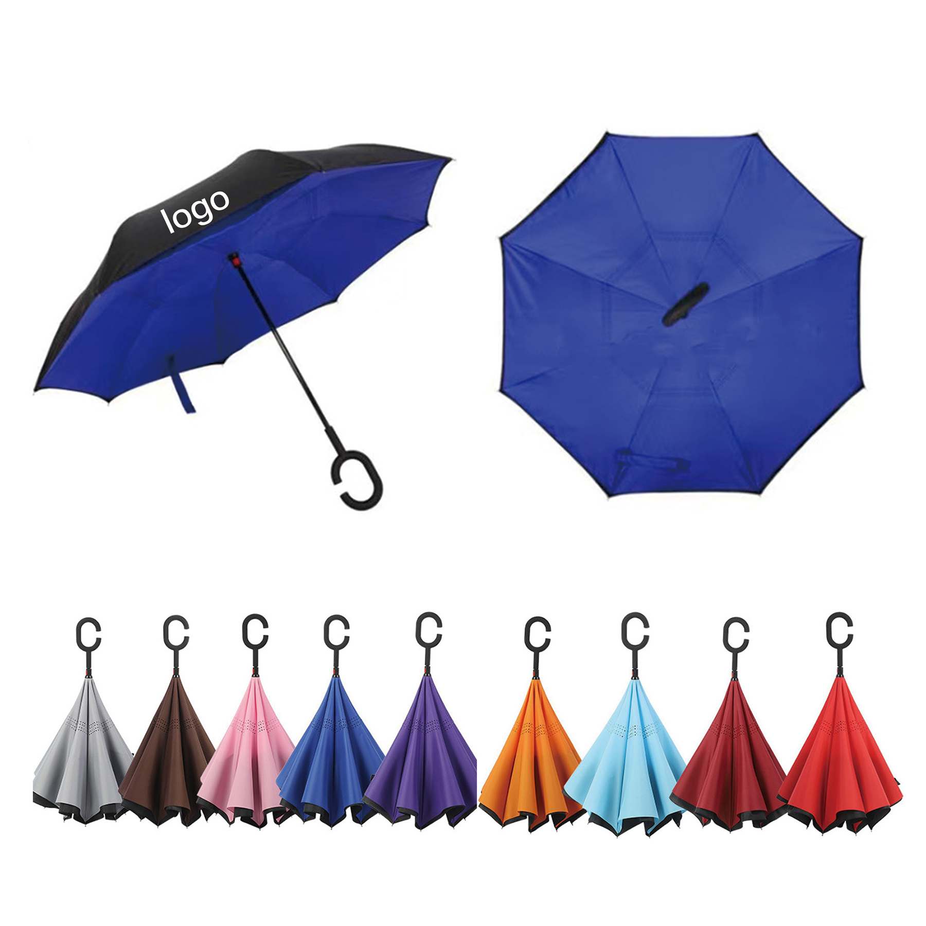 Hands-Free Double Layer Inverted Umbrella 1