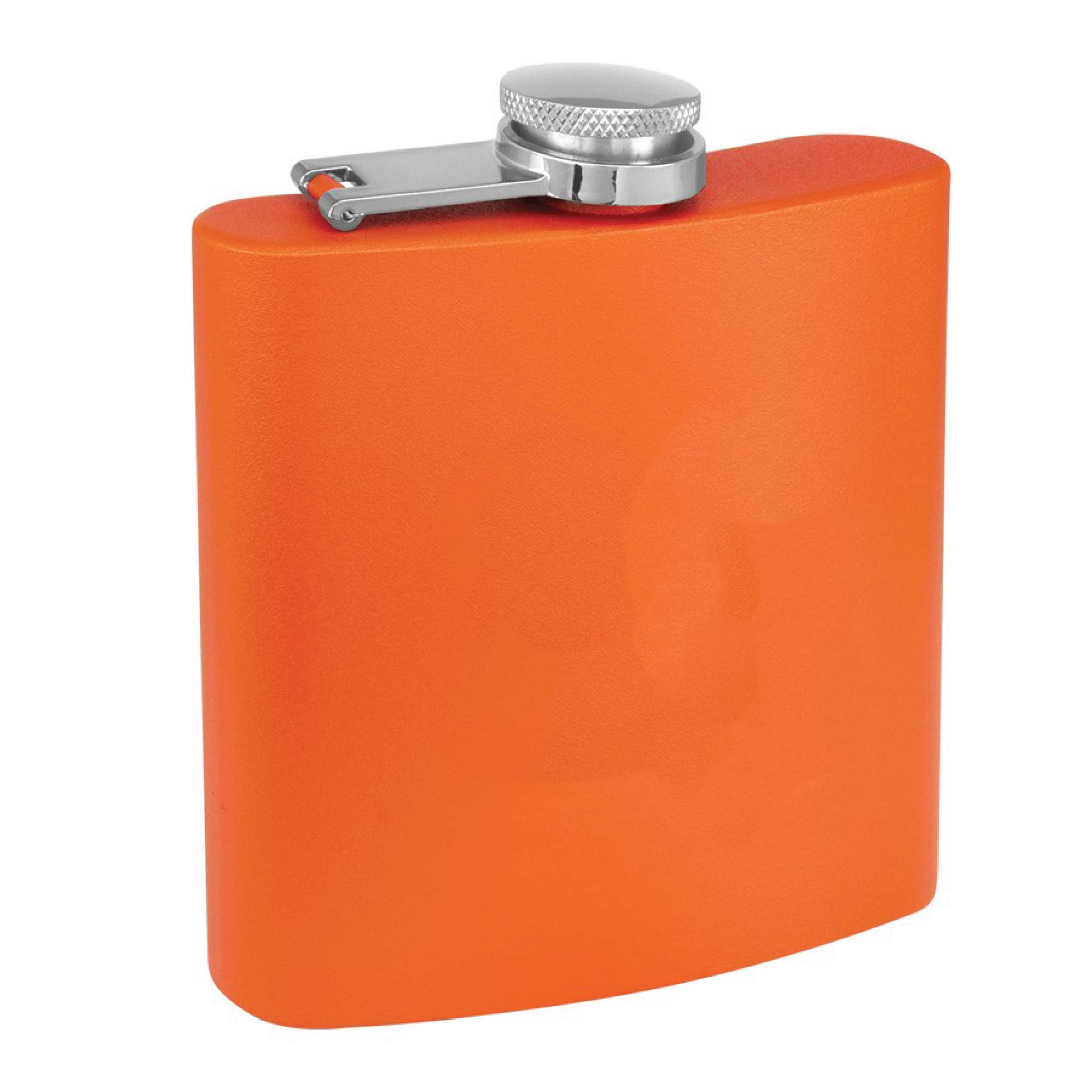 6 Oz. Matte Orange Powder Coated Stainless Steel Flask 3
