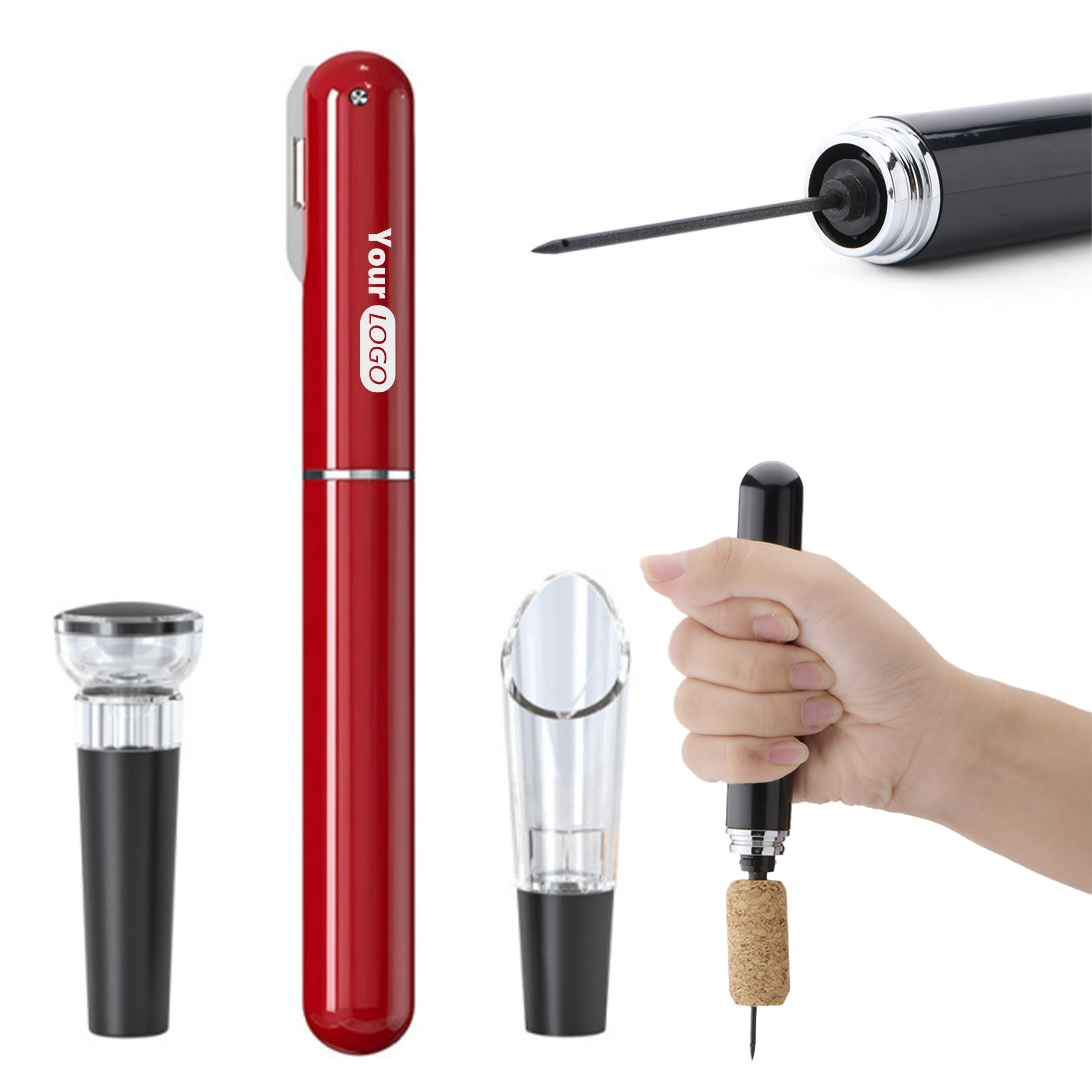 Abs Elegant Wine Tool Set ?C Corkscrew, Stopper, And Pourer In A Compact Design 2