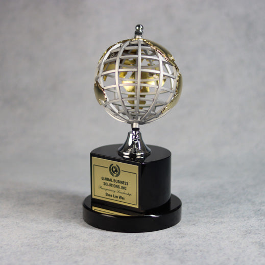Silver And Gold Globe On Black Base 4