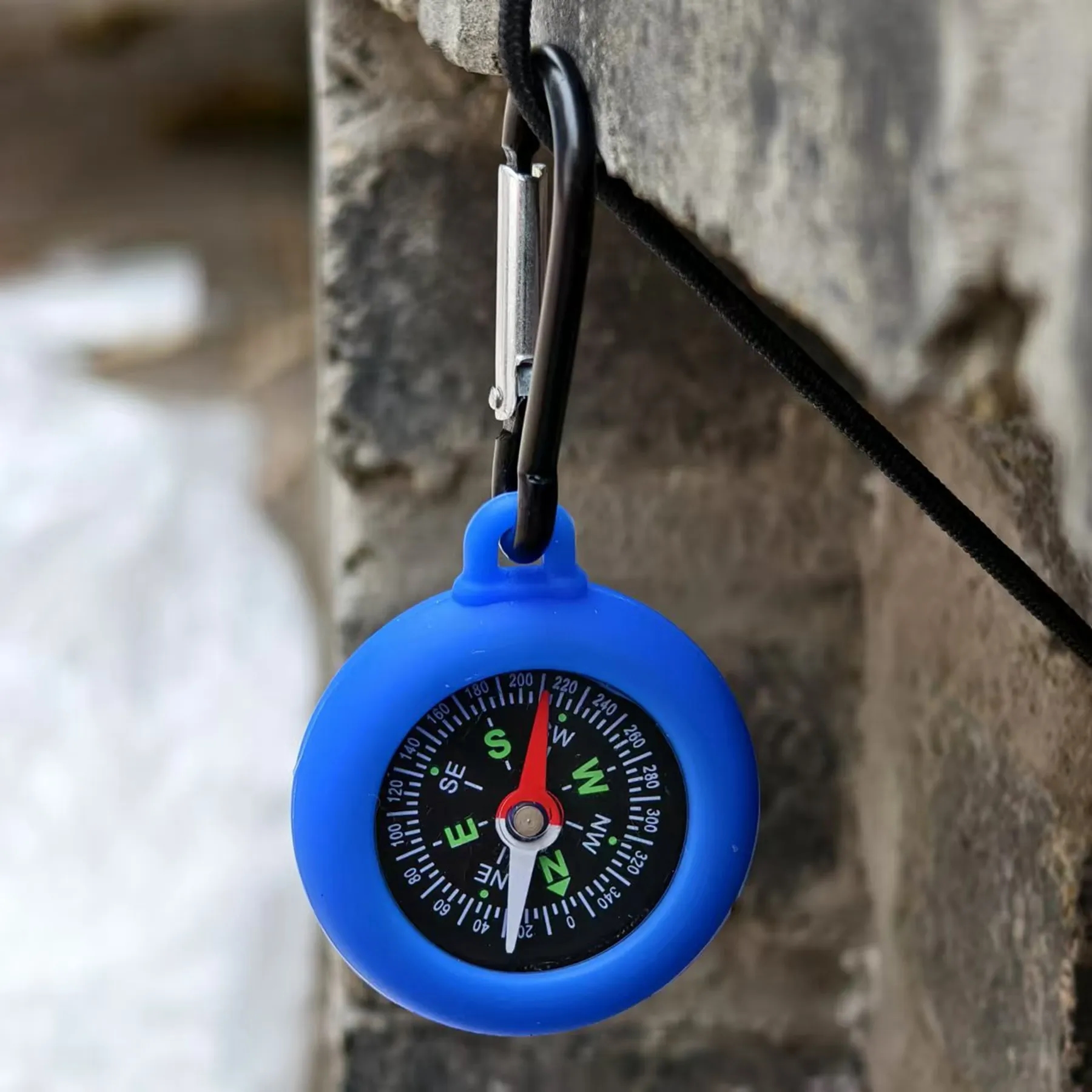 Pendant Silicone ABS Compass with Hanging Carabiner 10