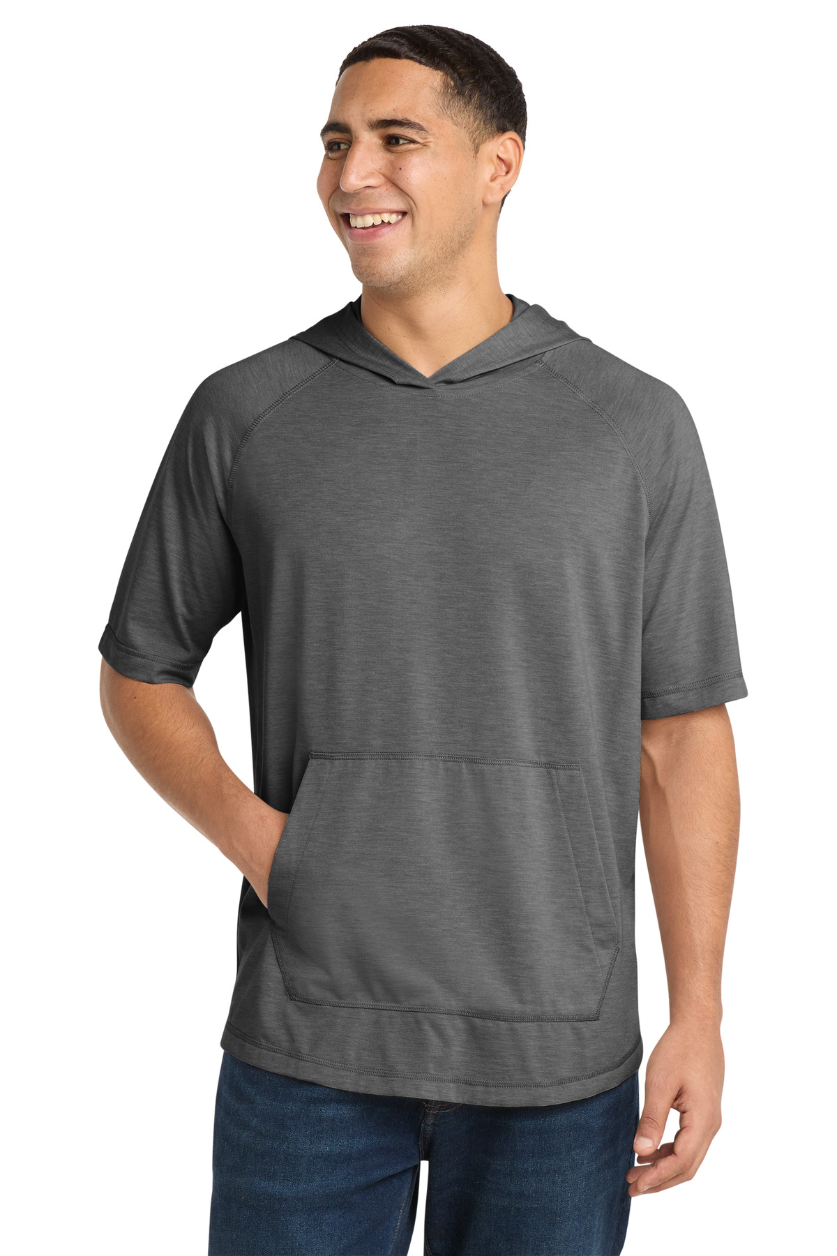 Sport-Tek PosiCharge Tri-Blend Wicking Short Sleeve Hoodie. ST404 30