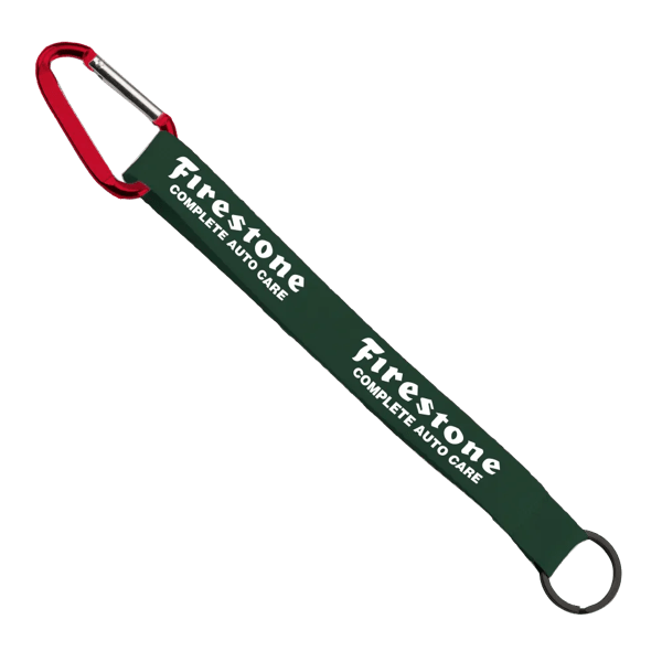 3/4" Sewn Polyester Keychain with Metal Split-Ring and Carabiner 113
