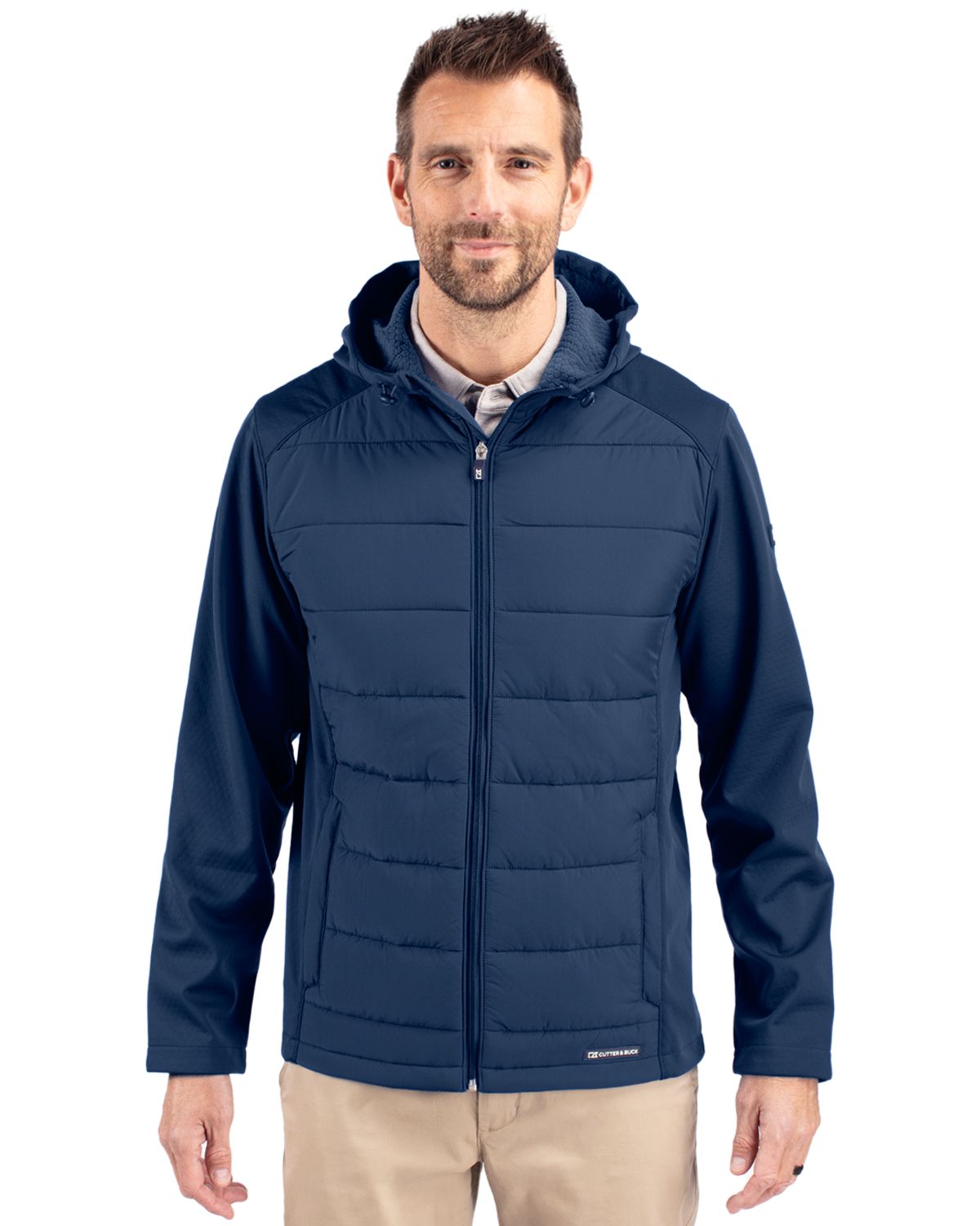 Cutter & Buck Evoke Epic Versatility Recycled Hybrid Softshell Mens Big & Tall Full Zip Hooded Jacket Big & Tall 18