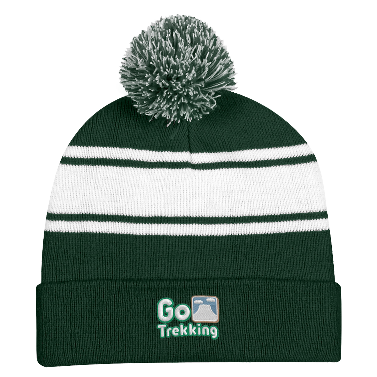 Two-Tone Knit Pom Beanie With Cuff 25