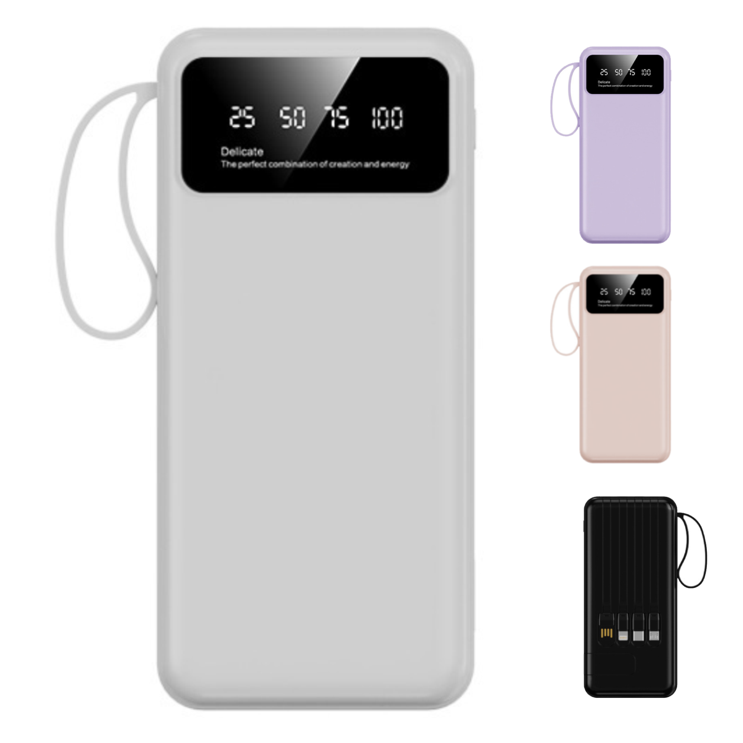10000mAh Portable Power Bank w/ 4 Built in Cables 4