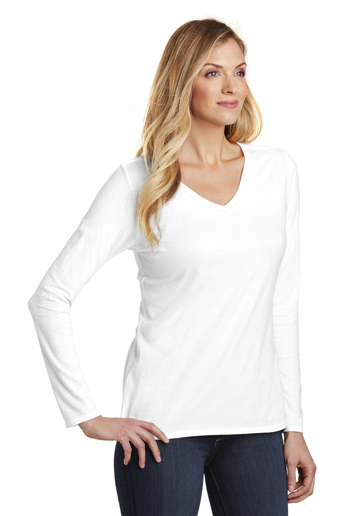 District Women's Very Important Tee Long Sleeve V-Neck. DT6201 19