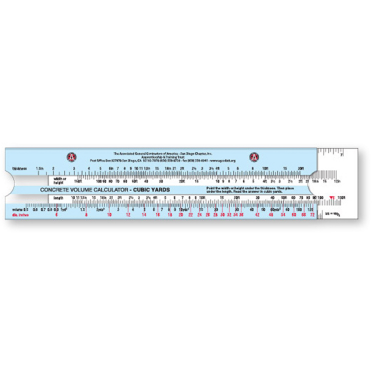 Stock American Plastic Concrete Slide Calculator (1.8"x7.75"), Spot Colour Screen-Printed 1