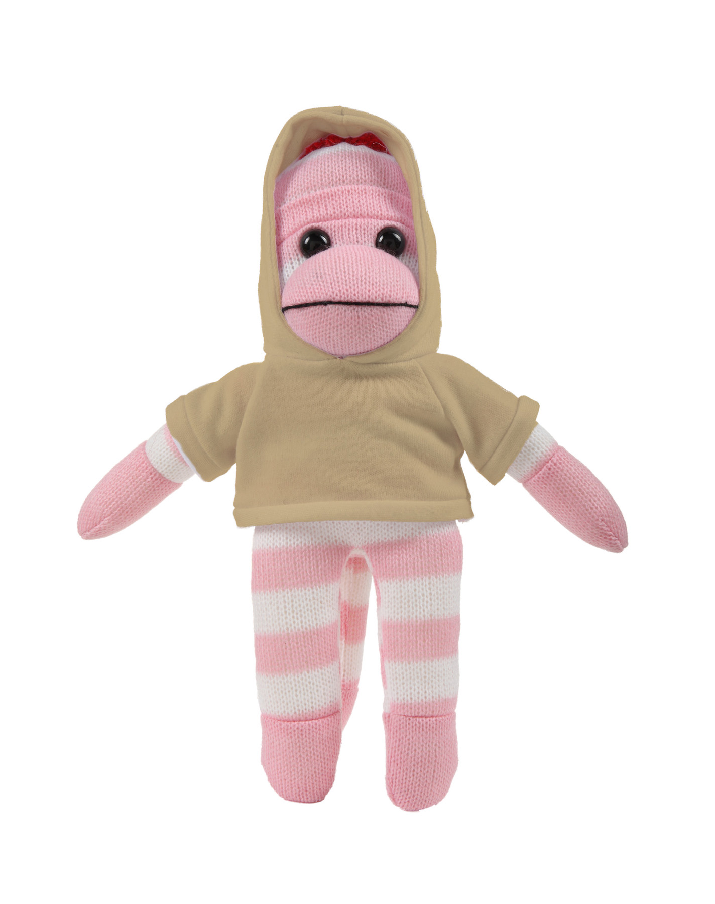 soft plush Pink Sock Monkey with hoodie 5
