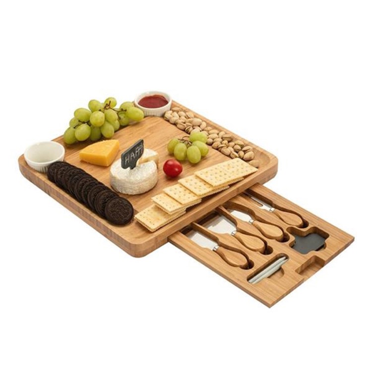 Bamboo Cheese Board With Cutlery Set 3