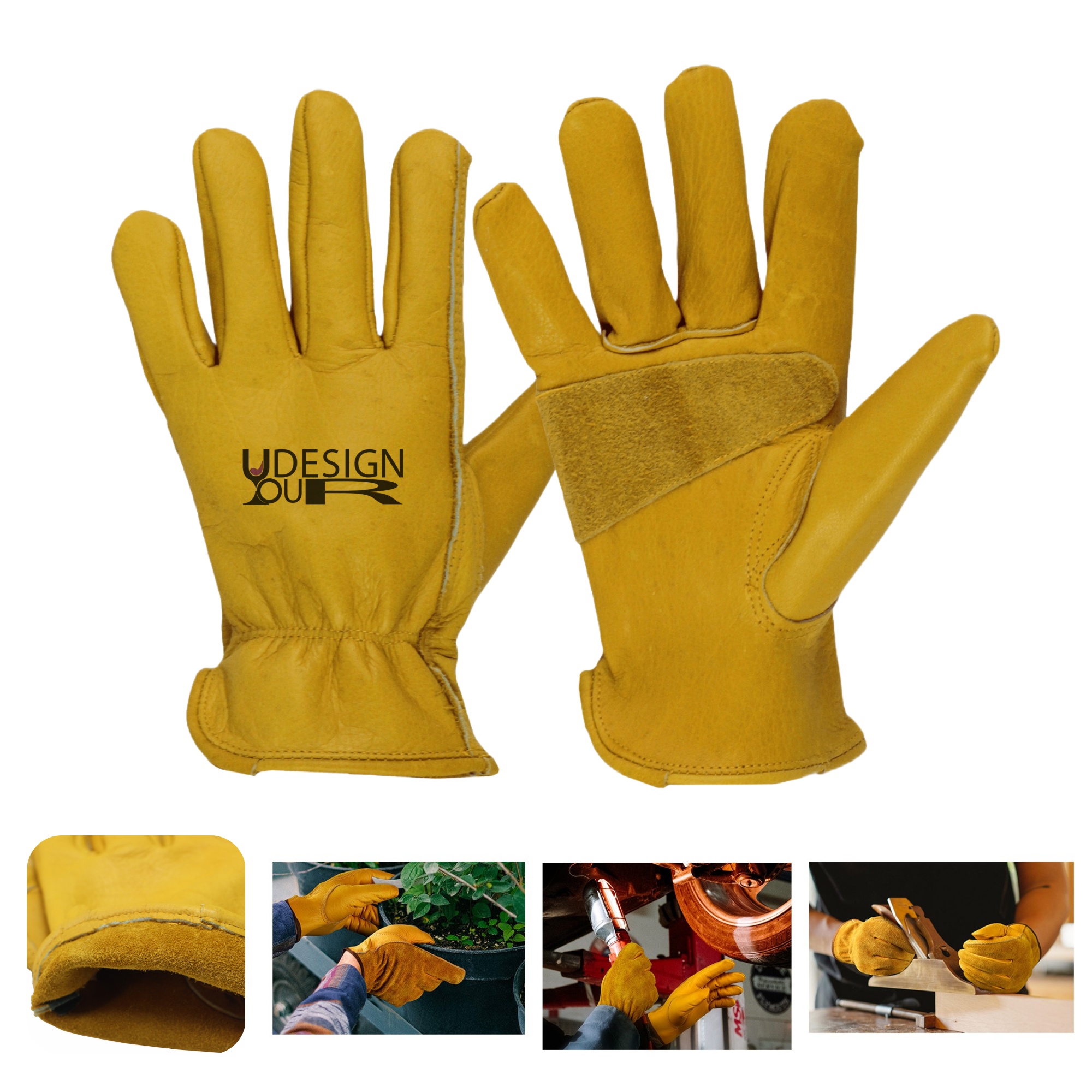 Custom Heavy Duty Gardening Leather Work Safety Gloves 1