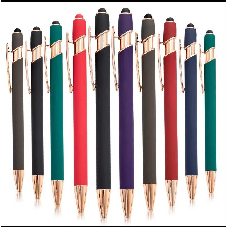Soft Touch Ballpoint Pen with Rose Gold Accent 6