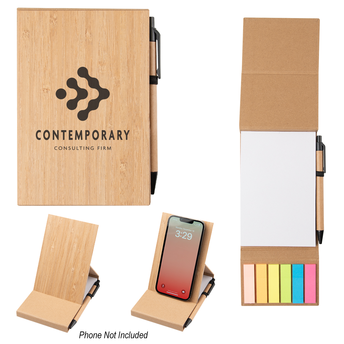 Bamboo Desk Jotter With Phone Stand 3