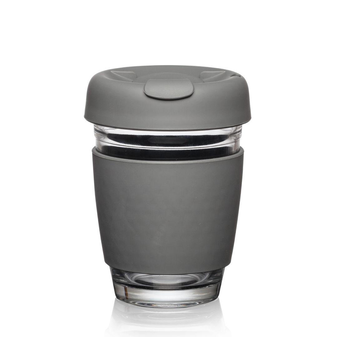 Retiro Borosilicate Glass Tumbler w/Silicone Lid - 8oz, custom stadium cup with logo imprint 2