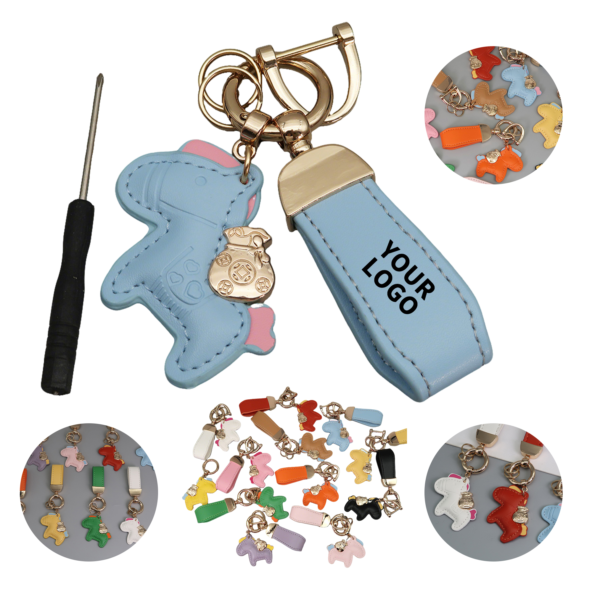 Polyurethane Pony Figure Key Ring With Strap 6.7" Length 26