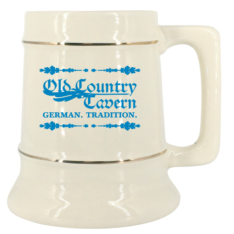 28 oz Natural Stein Mug with Gold Bands