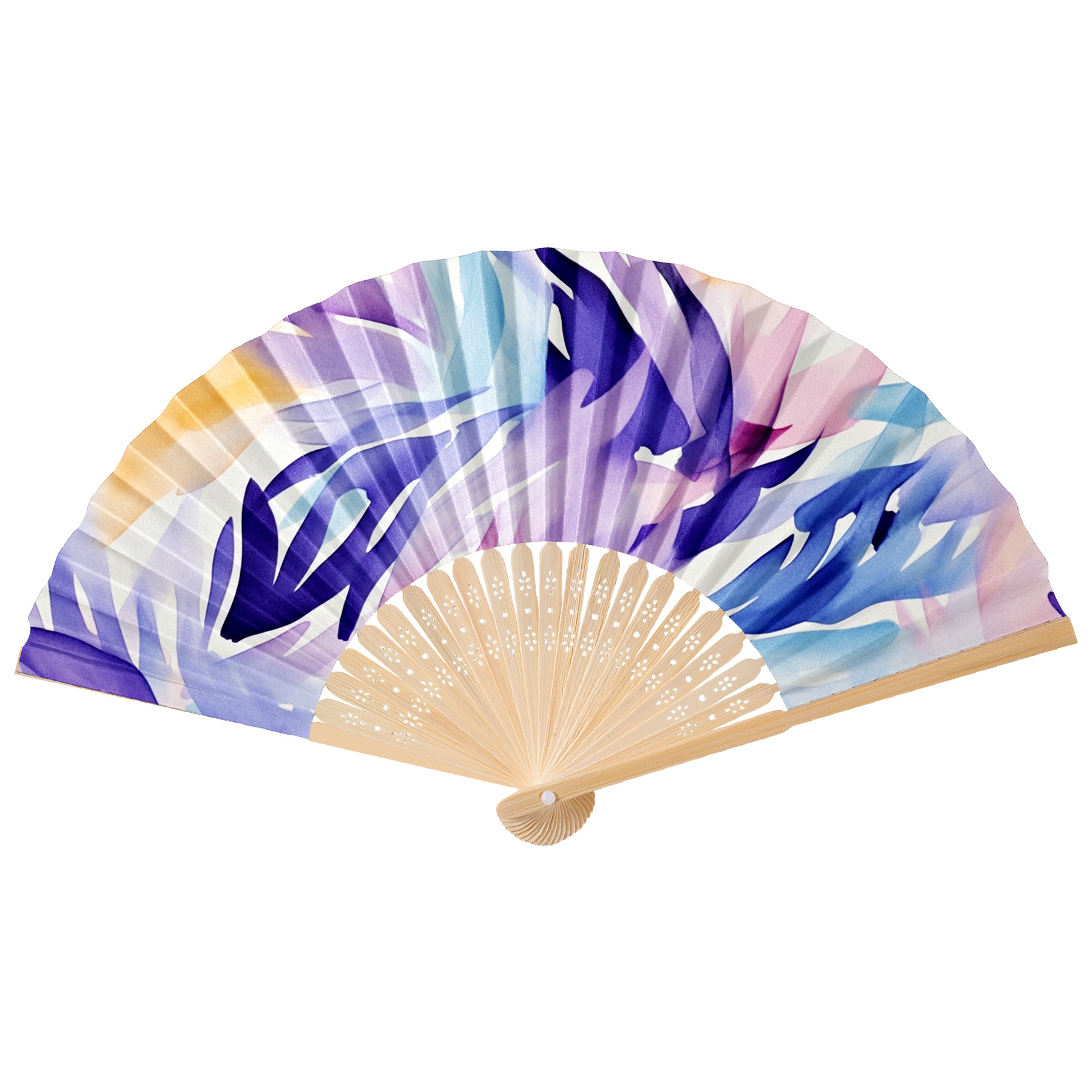 Full Color Foldable Bamboo Paper Hand Fan 3