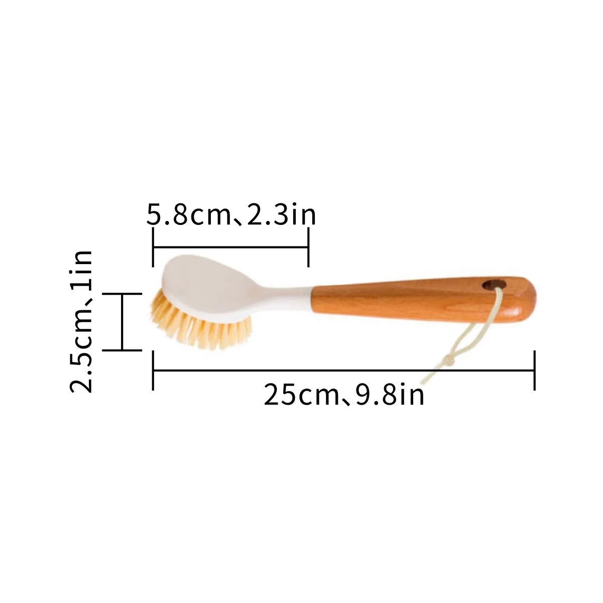 Wood Handle Dish Brush With Non Scratch Bristles 4