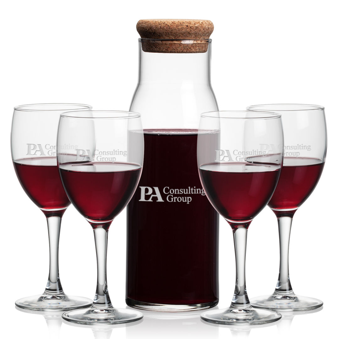Aviston Carafe & Carberry Wine, custom glassware with logo imprint 5