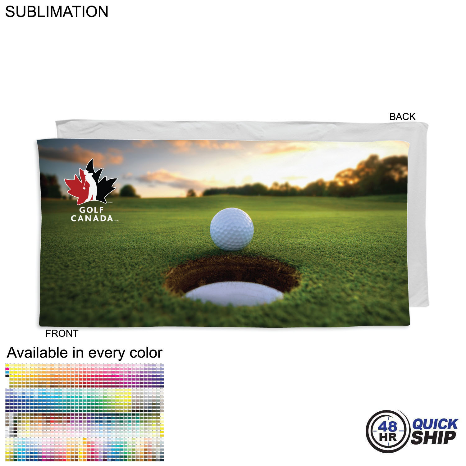 48 Hr Quick Ship - Golf Caddie Towel, Extra Large, in Plush Velour Terry , 24"x48", Sublimated 3