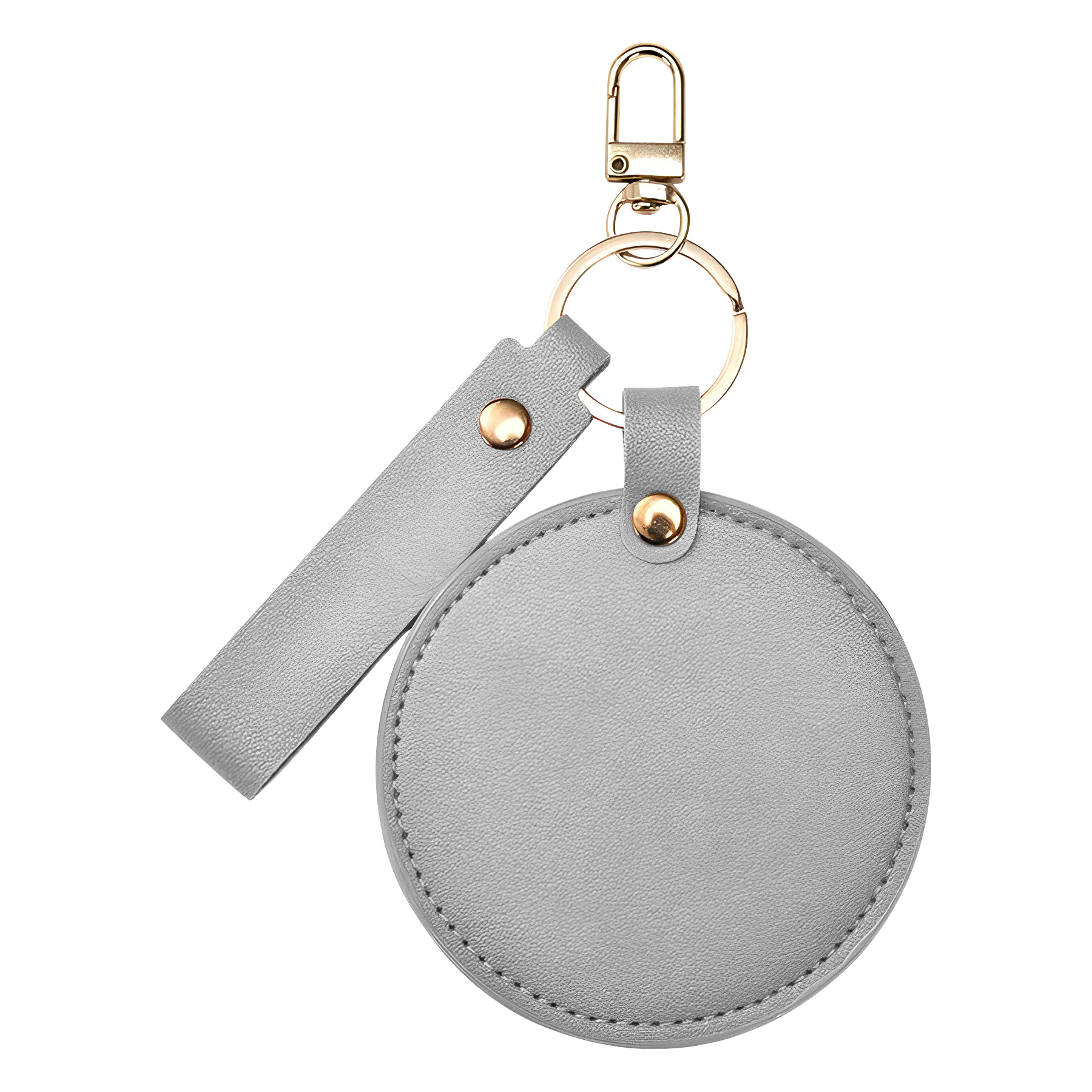 Compact Round Leather Makeup Mirror Keychains 19