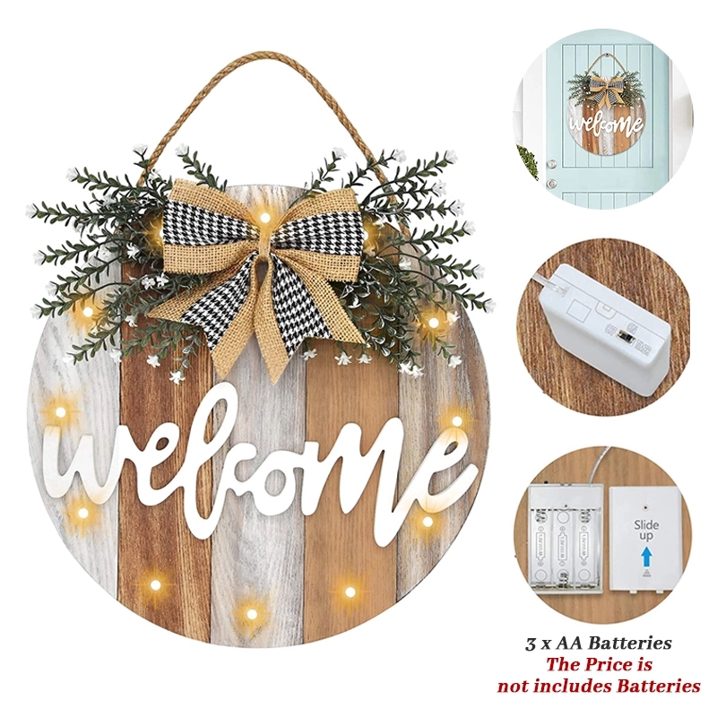 Wooden Welcome LED Door Sign 4