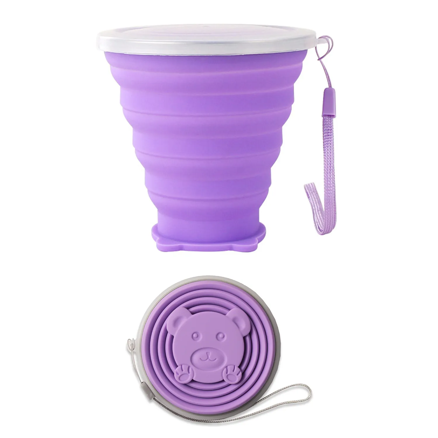 Silicone Folding Camping Reusable Portable Cup with Lids 6
