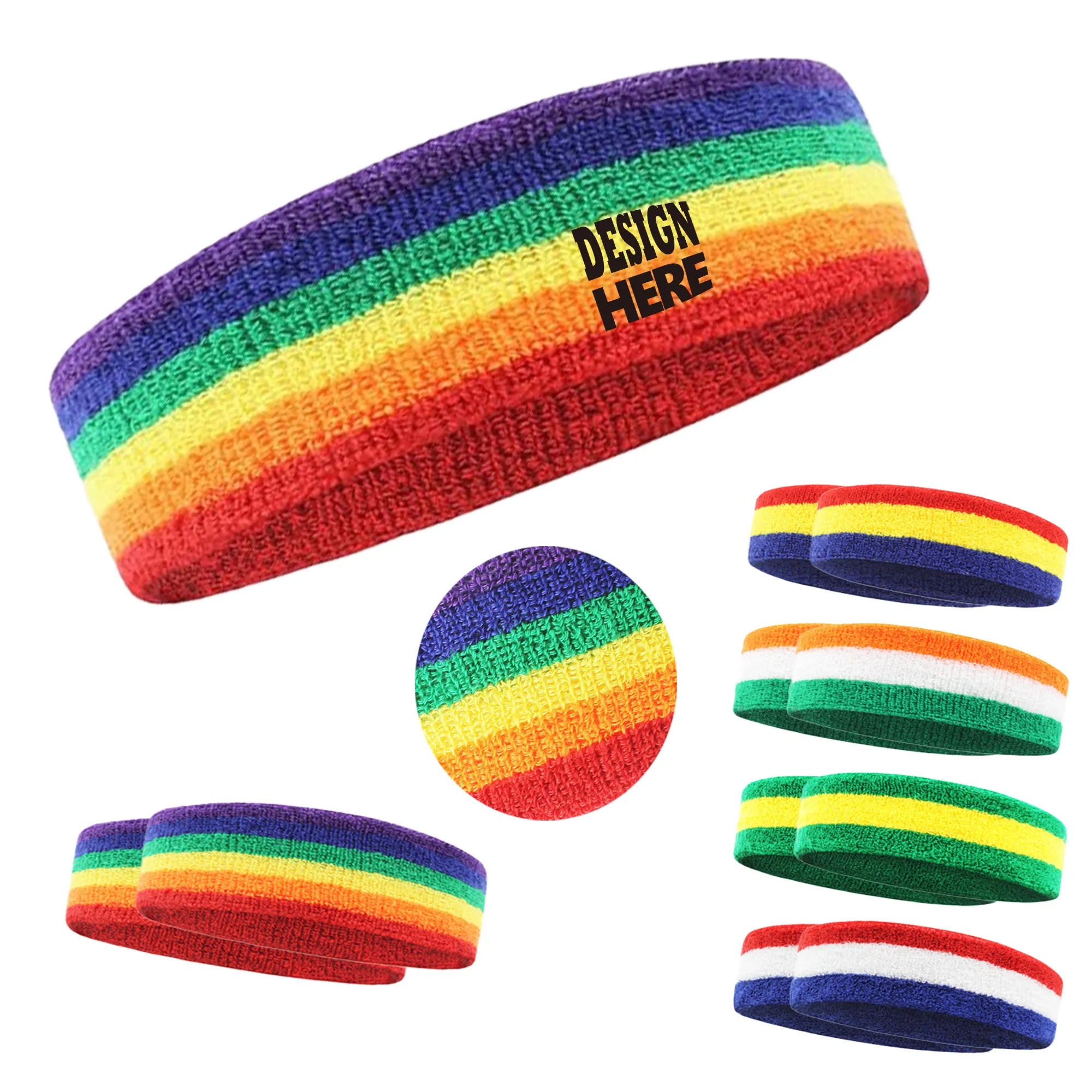 MOQ20 Pride Rainbow Sweatband Sports Headband Sweat Band 3