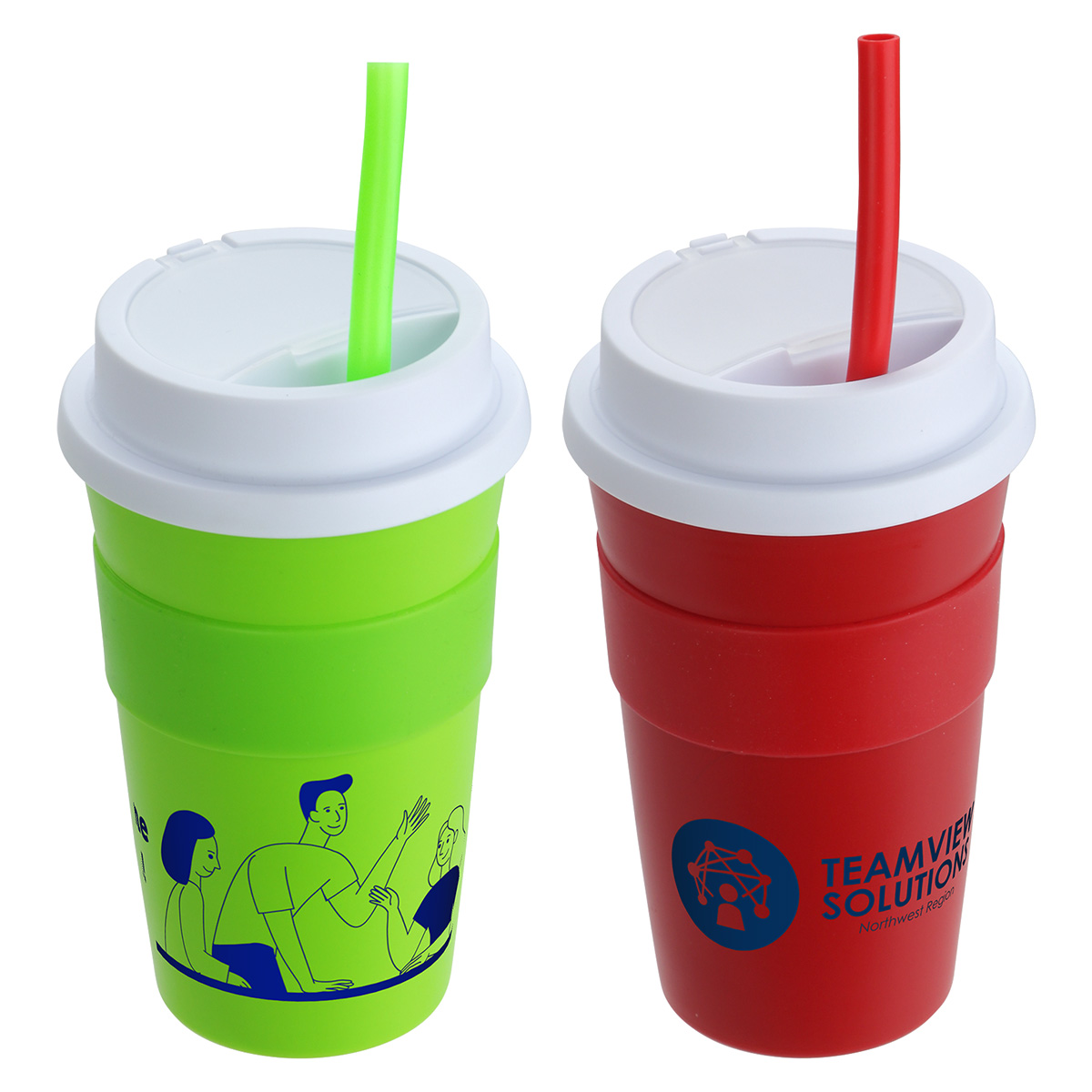 Bistro 14 oz Coffee Cup with Silicone Sleeve + Straw 6