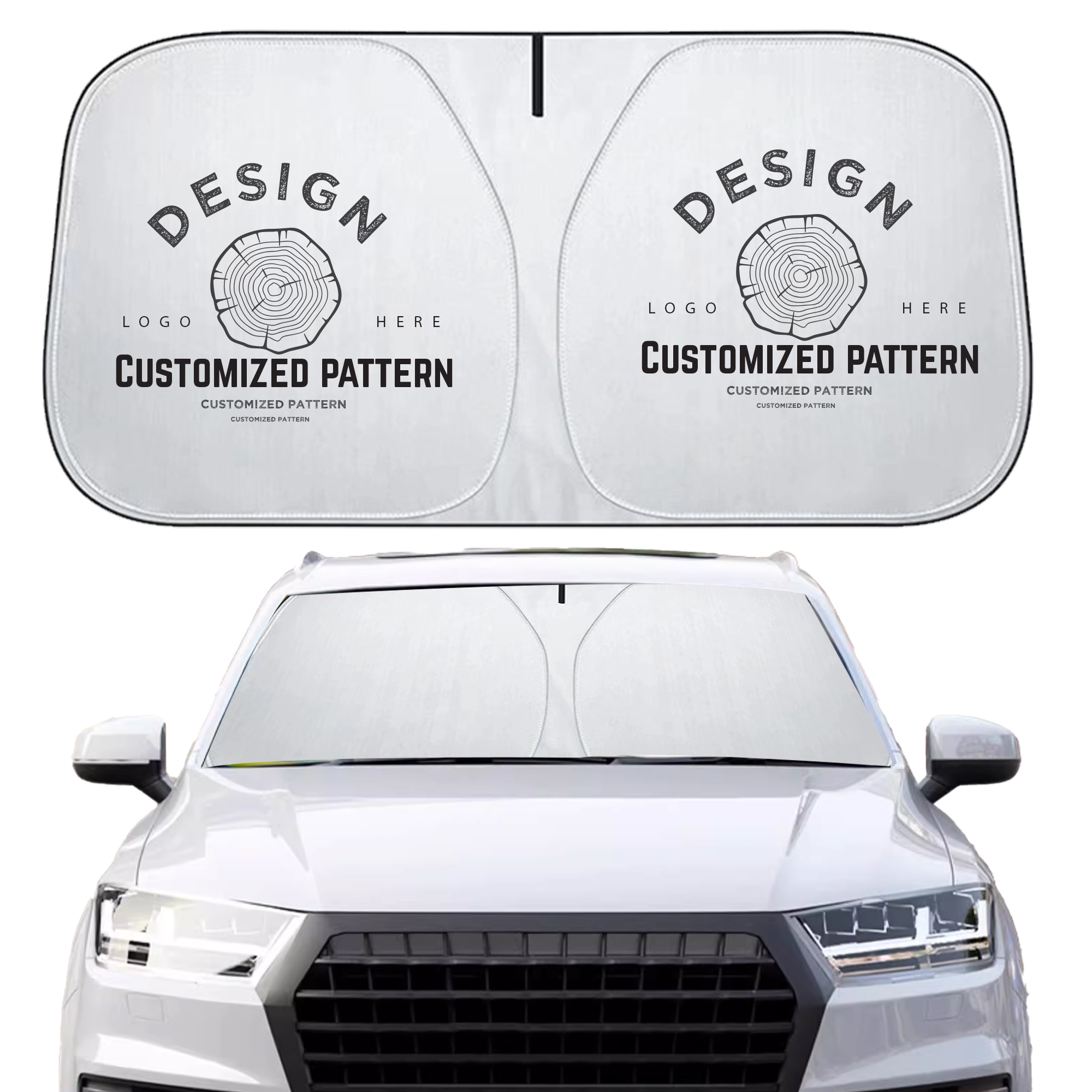 Titanium Silver Automotive Sunshade with Unique Shape 1