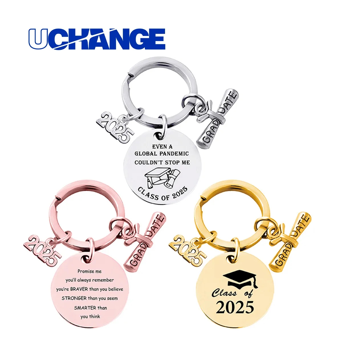 Stainless Steel Graduation Keychain Class Of 2025 6