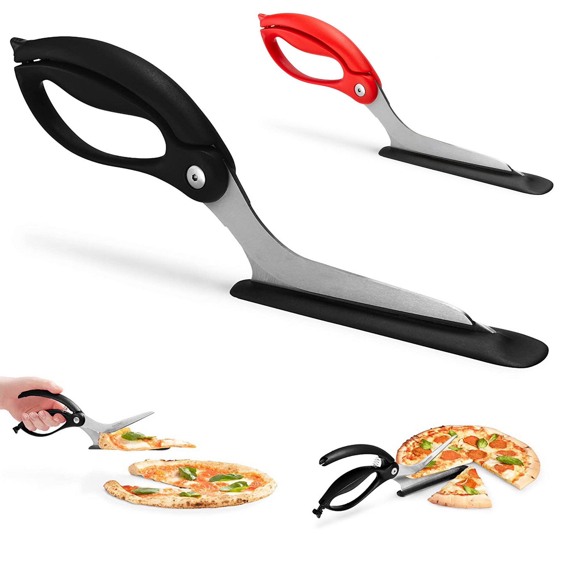 All-In-One Pizza Cutter Scissors W/Protective Server 5