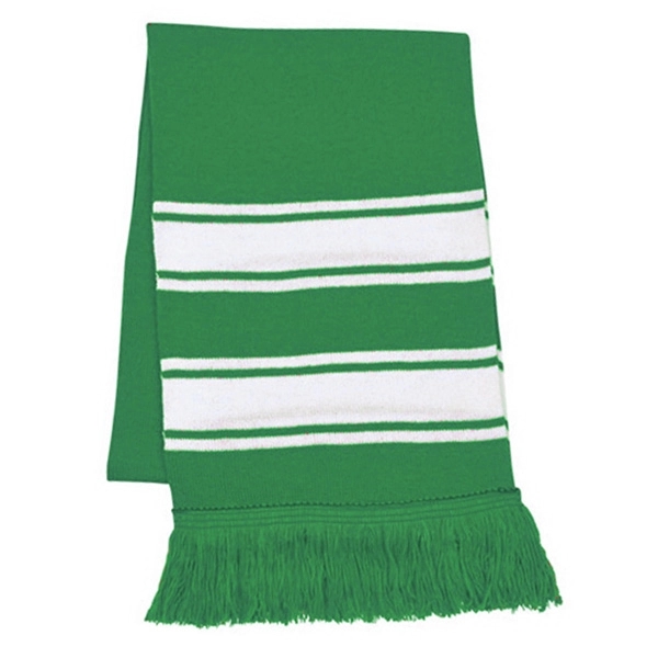 Two Tone Knit Scarf With Fringe 4