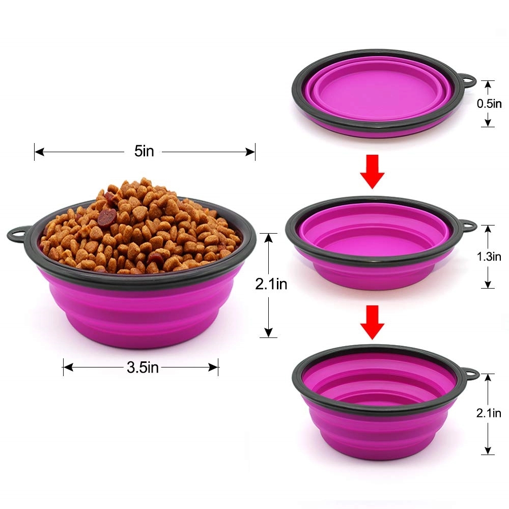 Collapsible Silicone Pet Feeding Water Bowl 3