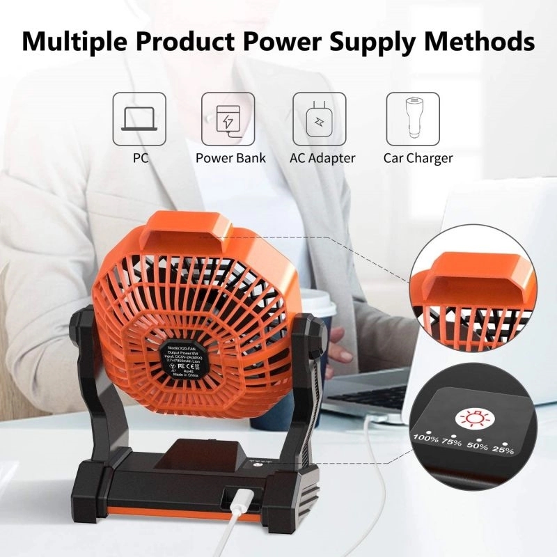 Portable Fan With Led Light & Hook 2