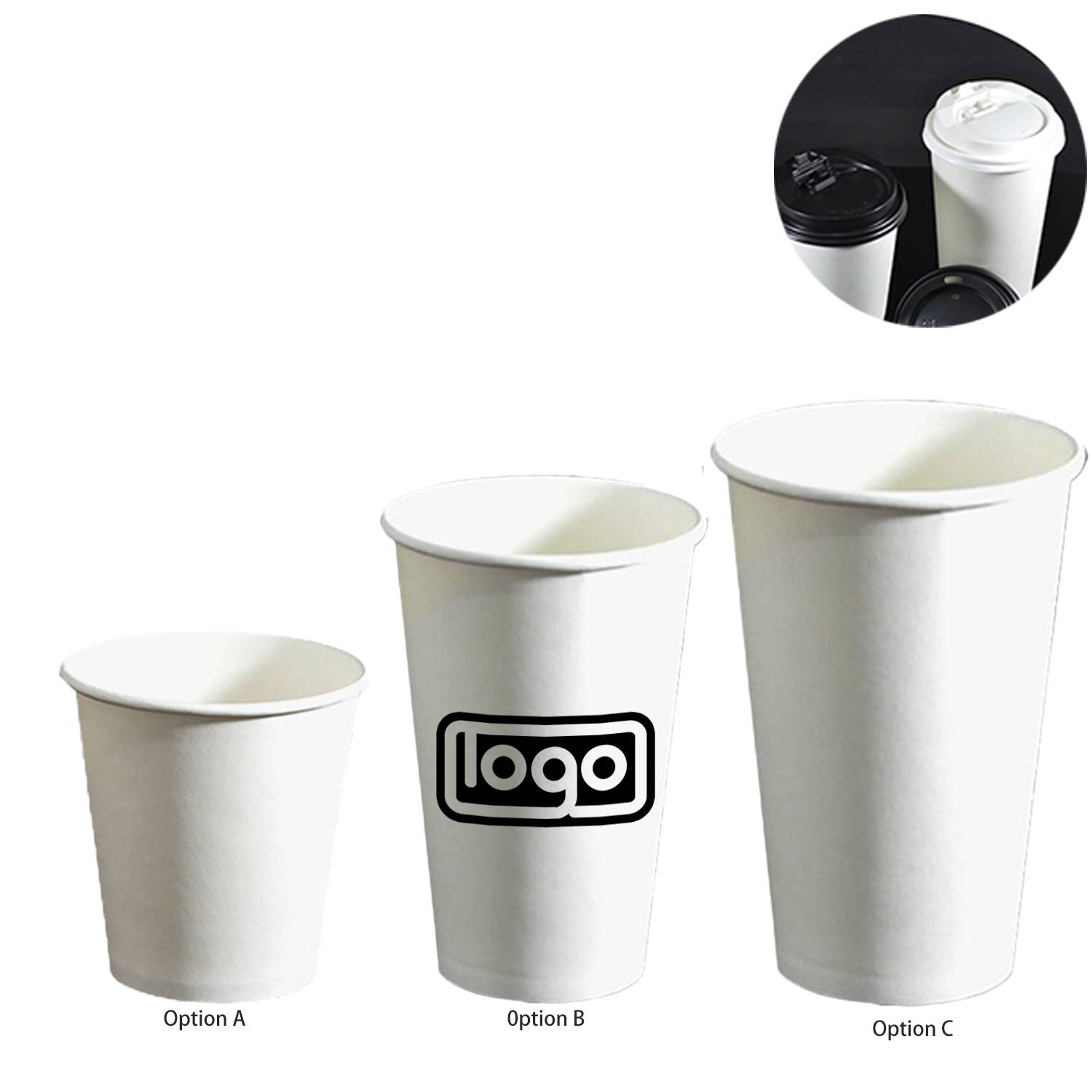 12/16/20oz Disposable Paper Cup with Lid 3